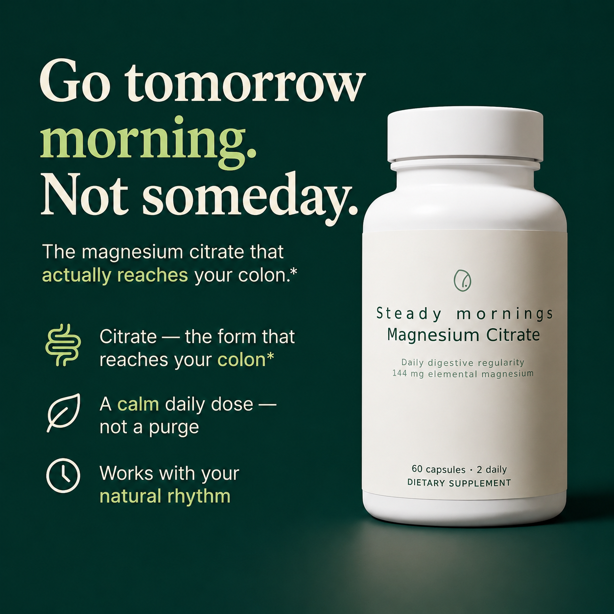 Steady — Daily GLP-1 Magnesium Citrate · 60 Vegan Capsules