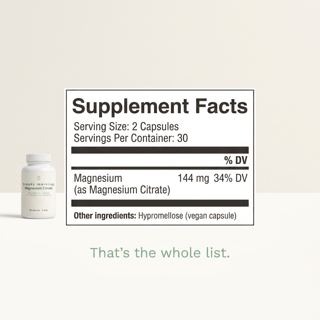 Steady — Daily Magnesium Citrate · 60 Vegan Capsules